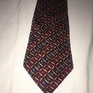 VTG Countess Mara Men 100% Silk Necktie Red Blue Gold Paisley Neat Print Tie USA